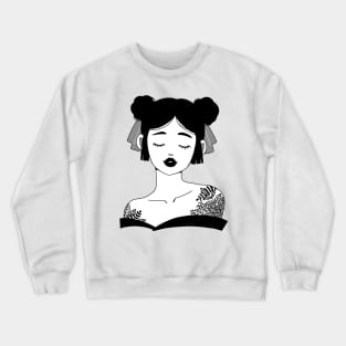 Japanese Geisha Girl Design | Handmade Traditional Themed Illustration | By Atelier Serakara Crewneck Sweatshirt